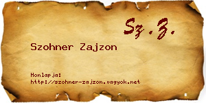 Szohner Zajzon névjegykártya